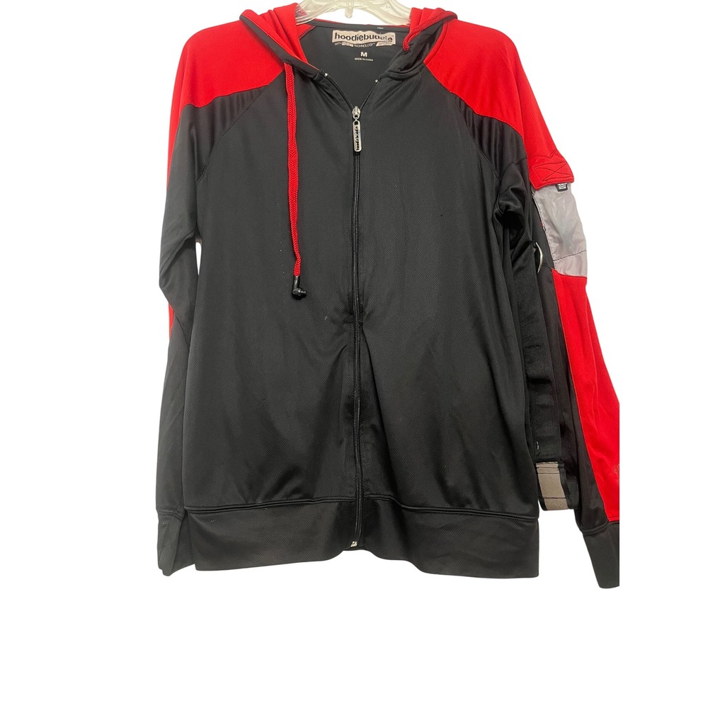 HoodieBuddie Full Zip‎ Hoodie Black Red Performance Track Jacket Men's Medium